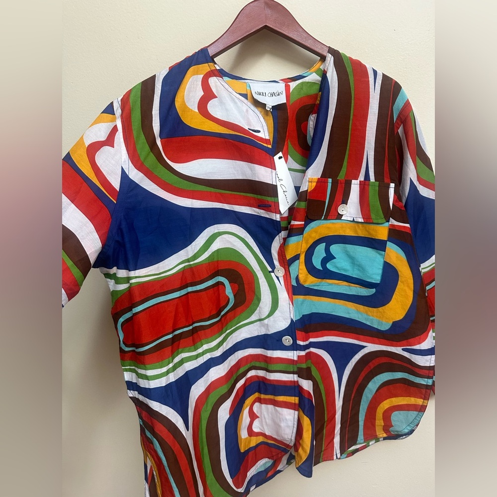NWT Nikki Chasin Cotton/Silk Top Shirt